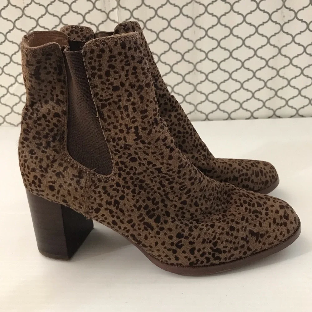 Madewell Women’s Brown Leopard Hair Chelsea Ankle Boots - Size 7.5